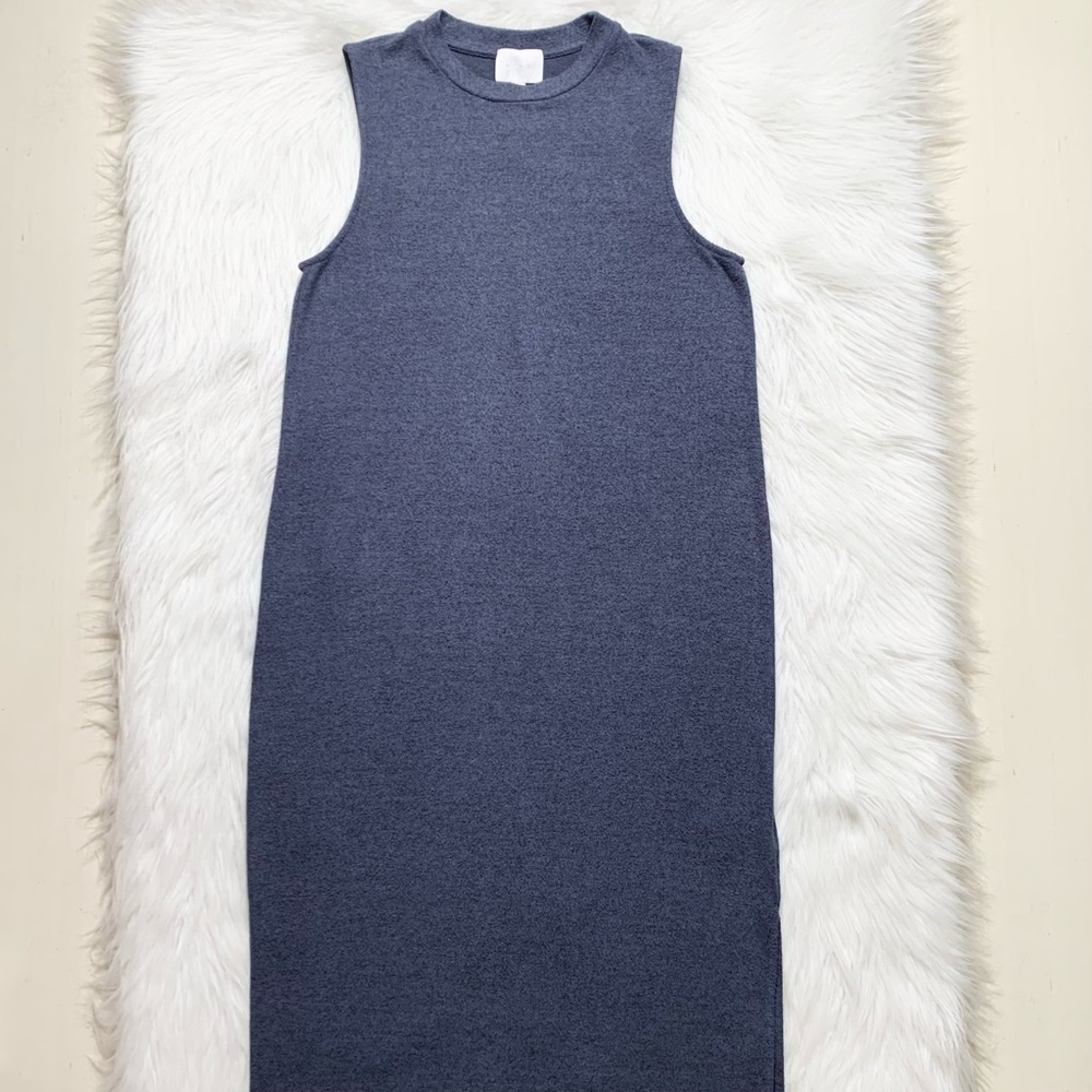 SOLD-Anthropologie Sleeveless Knit Blue Midi Dress - Picture 9 of 12